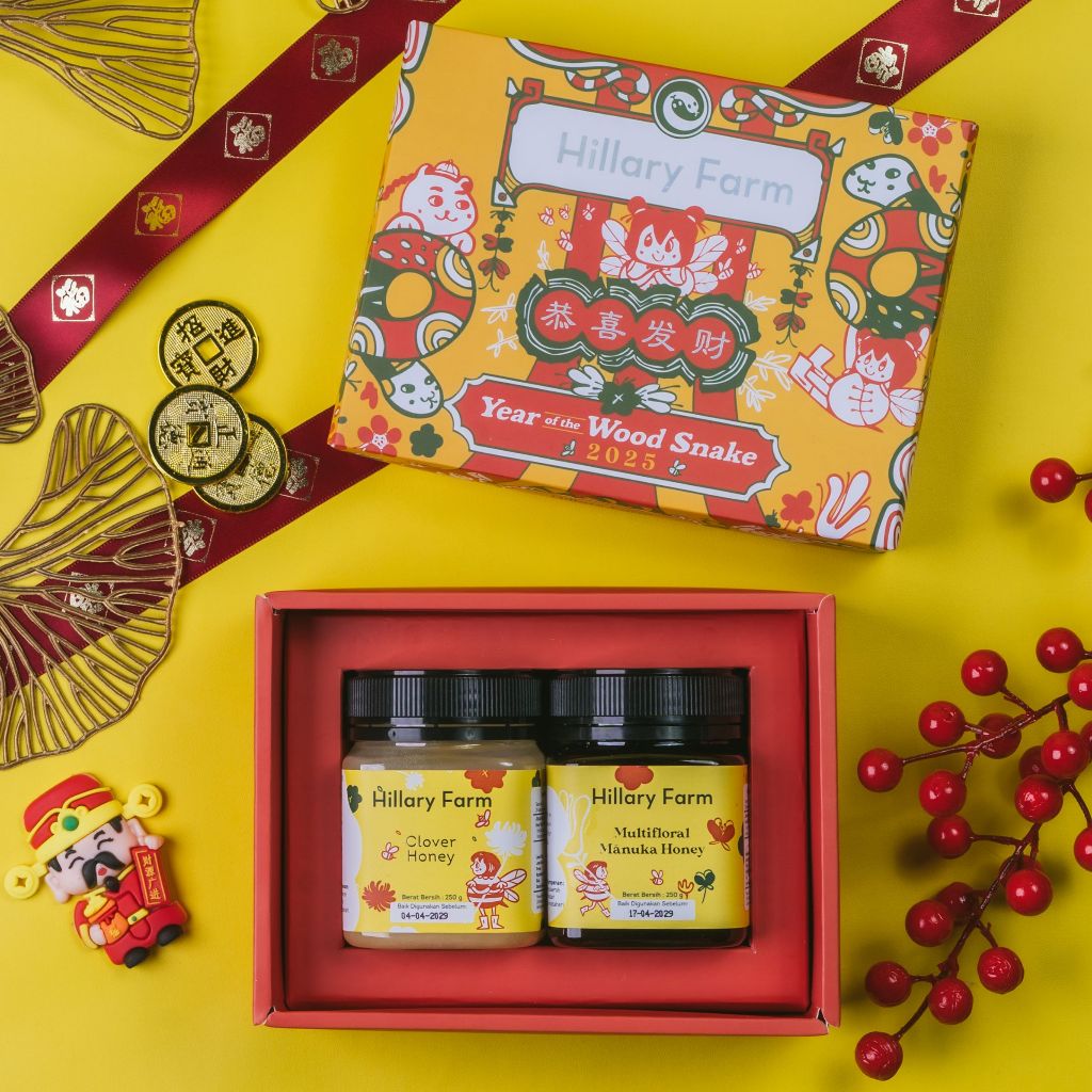 

Hampers Chinese New Year / CNY Multifloral Manuka Honey 250gr + Clover Honey 250gr