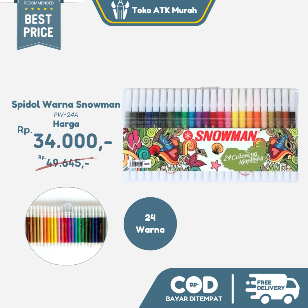 

Spidol Kecil 24 Warna Snowman PW-24A - 24 Coloring Markers