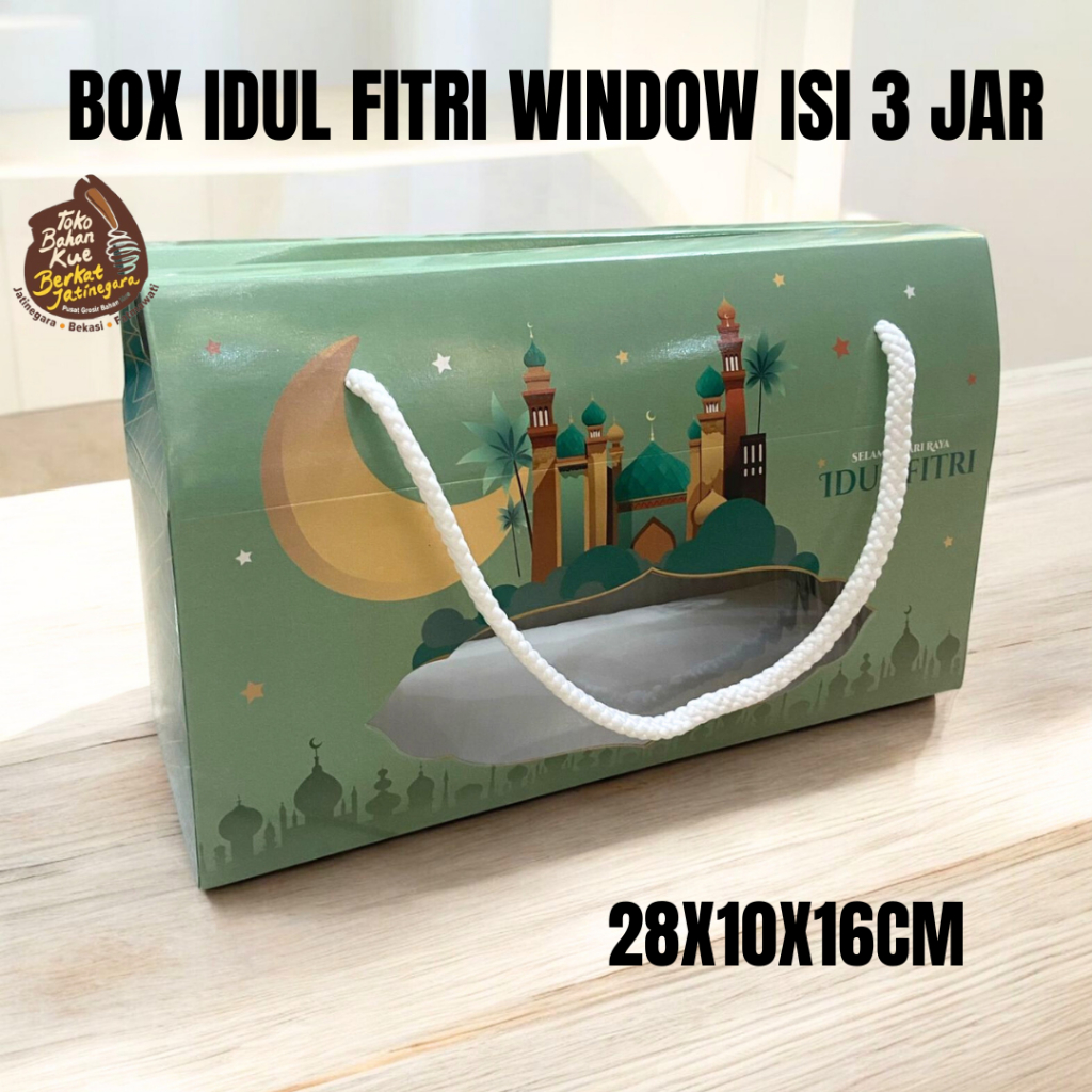 

BOX IDUL FITRI WINDOW ISI 3 JAR UK. 28X10X16CM / BOX LEBARAN ISI 3 JAR 800 ML / DUS LEBARAN LUCU