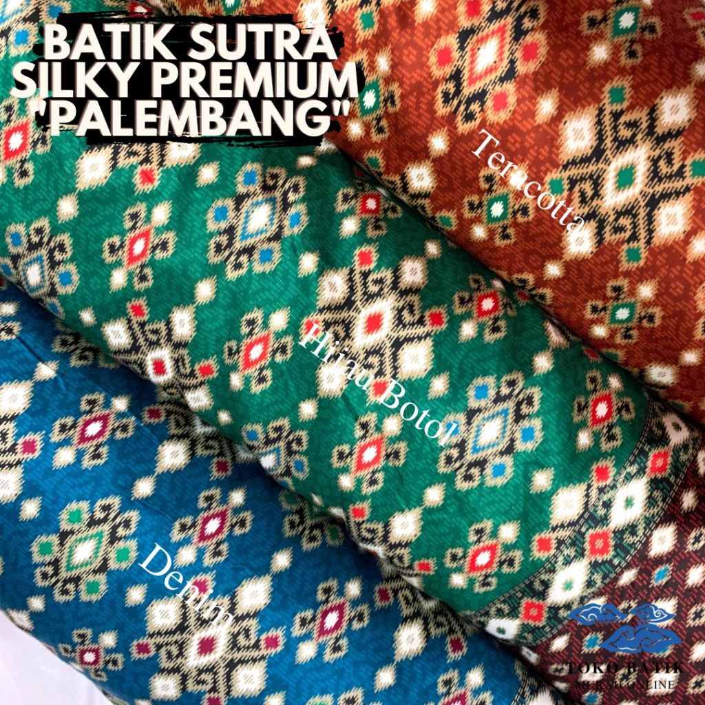 Kain Batik Semi-Sutra Songket Super Premium HALUS LEMBUT Kode MOTIF "Palembang" Motif 2024 TERBARU