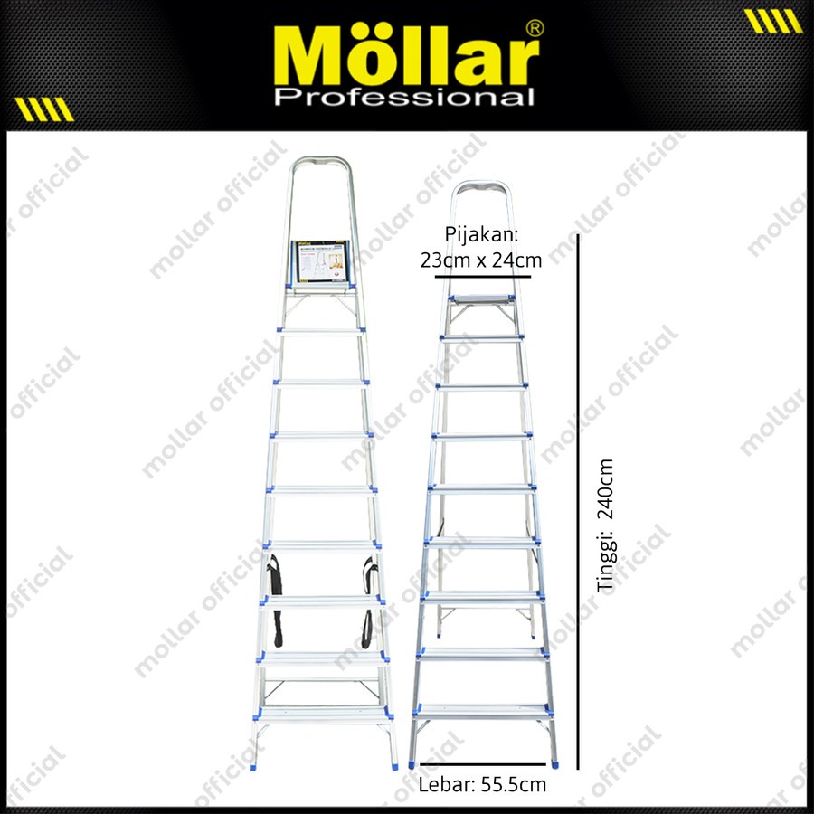 MOLLAR 91 Tangga Lipat Aluminium 9 Step