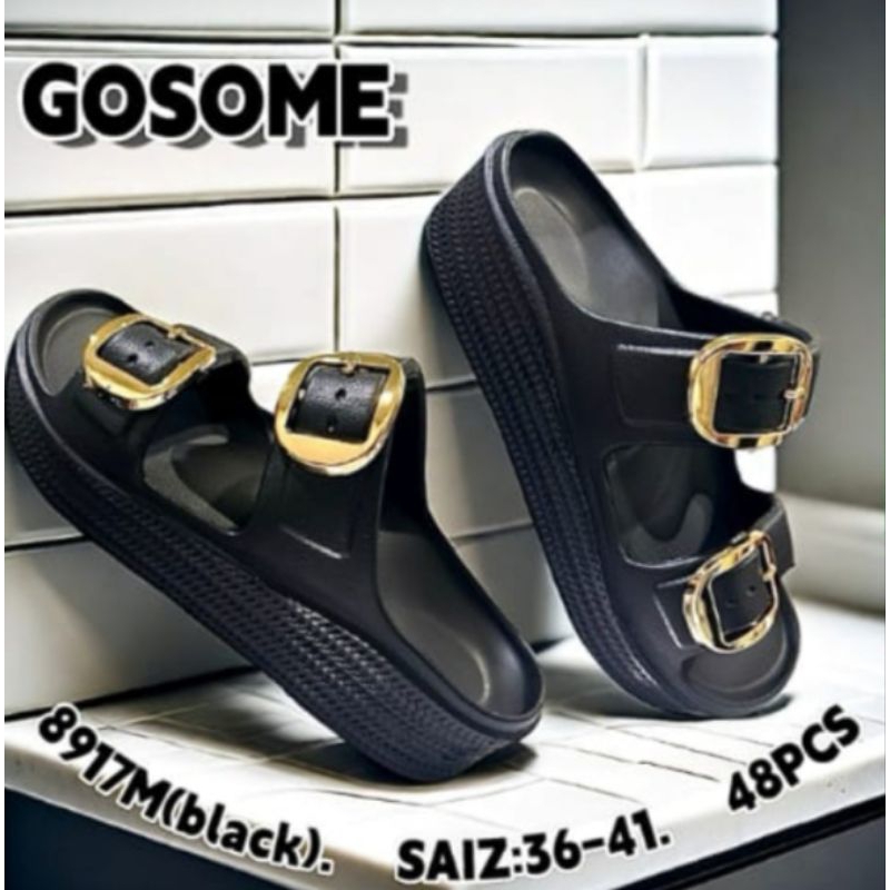 Gosome Sandal Hitam Emas