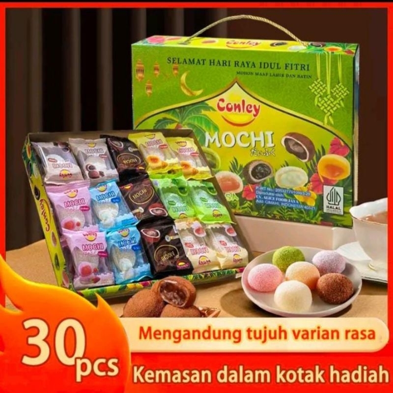 

HAMPERS LEBARAN IDUL FITRI MOCHI CONLEY VIRAL ISI 30 PCS MIX 7 RASA