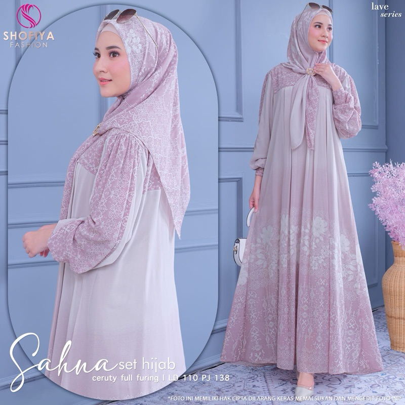 GAMIS DRESS SAHNA SET HIJAB ORIGINAL BY SHOFIYA