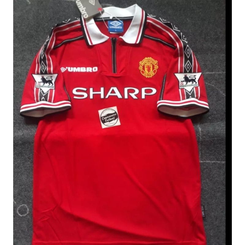 JERSEY MANCHESTER UNITED RETRO TREBLE 1998 1999 98 99 2000 00 Mu Blokecore skena Full Patch