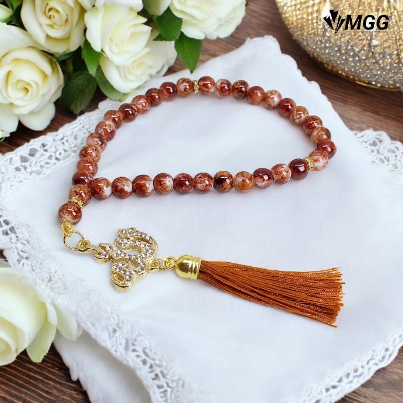 TASBIH BATU PIRUS SYNTETIC+LAFADZ ALLAH 8MM 33 BUTIR GOOD QUALTY