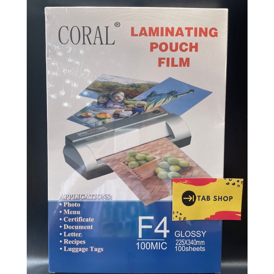 

TAB SHOP CORAL PLASTIK LAMINATING POUCH F4 1MIC KERTAS LAMINASI KANTONG PANAS F4 GLOSSY CLEAR 1 MIC YBLO829