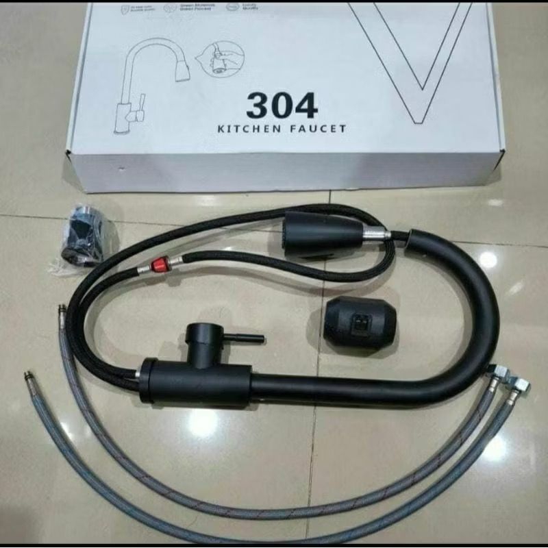 Kran Cuci Piring Kran Faucet Wastafel Kran Tarik Angsa Black