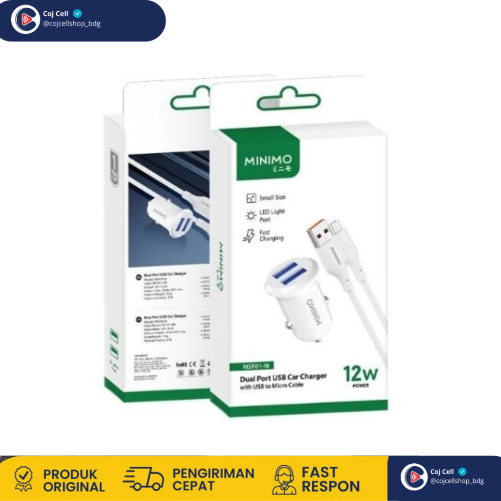 MINIMO MSF01-C Dual Port USB Car Charger With USB To Type-C Cable