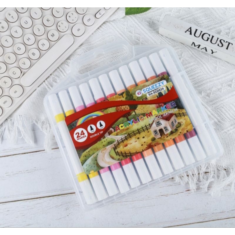 

Squeezy 8824 - Spidol Acrylic Marker 24 Colors / Spidol Warna Dual Acrylic 24 warna