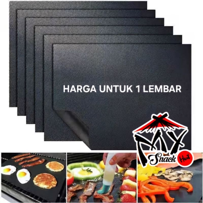 

BBQ GRILL MAT 40CMx33CM ALAS PANGGANG BAKAR BARBECUE TIDAK GOSONG TAHAN PANAS BISA DICUCI HITAM