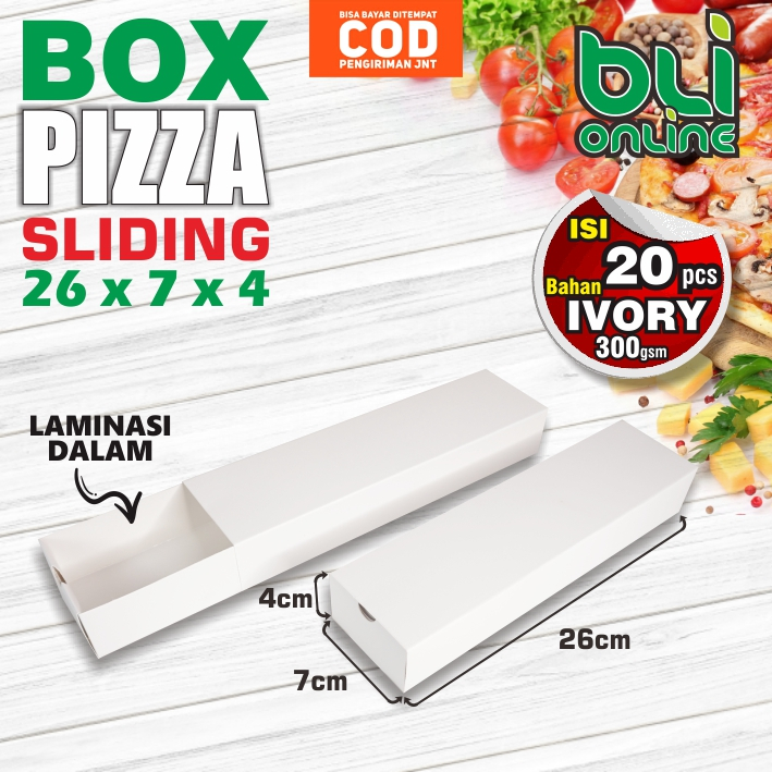 Box Pizza Sliding Polos 26 X 7 X 4 / Isi 20 Pcs / Box Pizza Panjang / Pizza Persegi / Kotak Pizza /