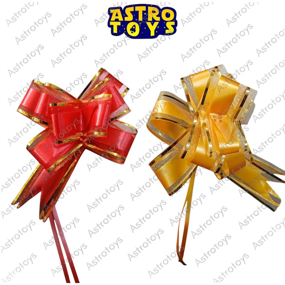 

Hiasan Bungkus Kado Pita Serut Warna merah dan Gold