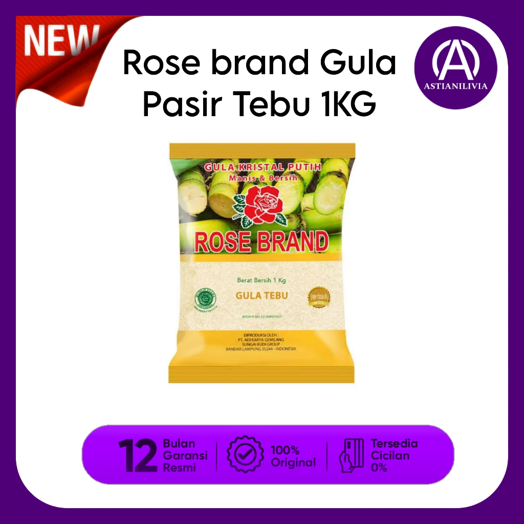 

Rose Brand Gula Pasir Tebu Kuning 1kg