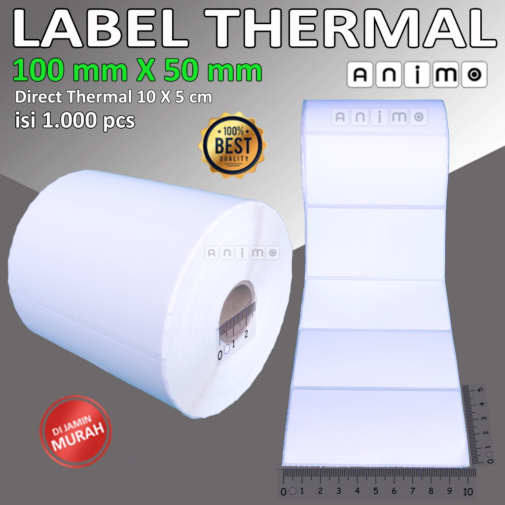

HJK LABEL THERMAL 100 X 50 isi 1.000 PCS - BARCODE Thermal 100X50 MM - Direct Thermal 100 X 50 mm -