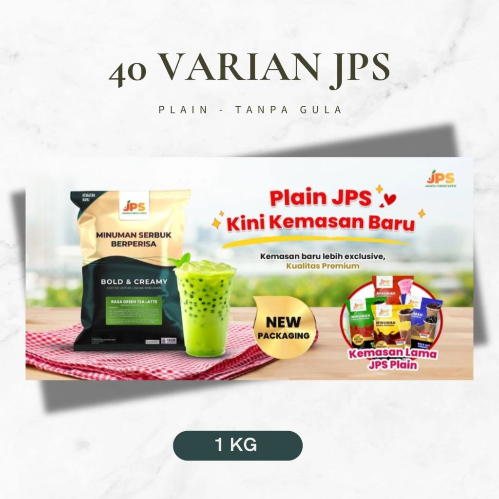 

40 Rasa Bubuk Minuman JPS PLAIN 1 kg Premium Tanpa Gula / Serbuk Berperisa / Usaha Minuman