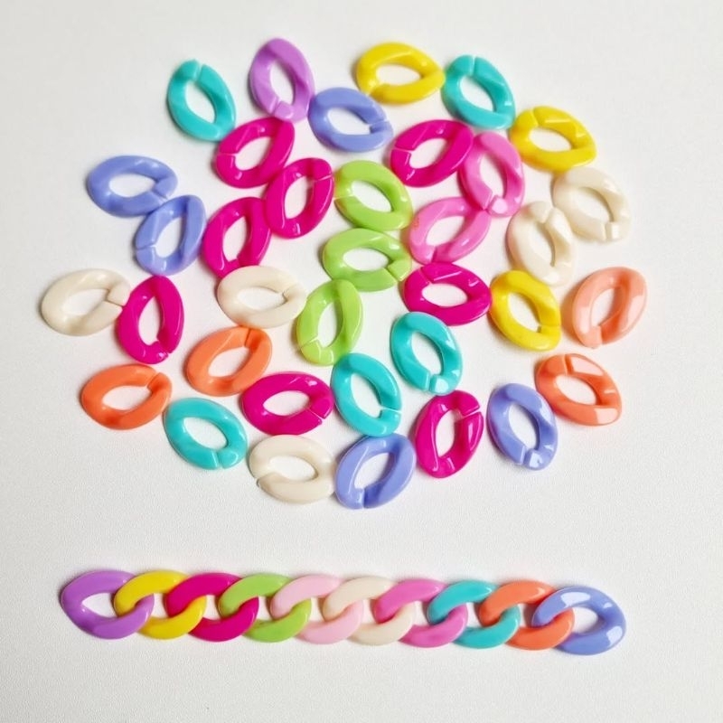 GROSIR 1PON MANIK AKRILIK RANTAI PLASTIK ULIR | MANIK RANTAI BAGCHARM