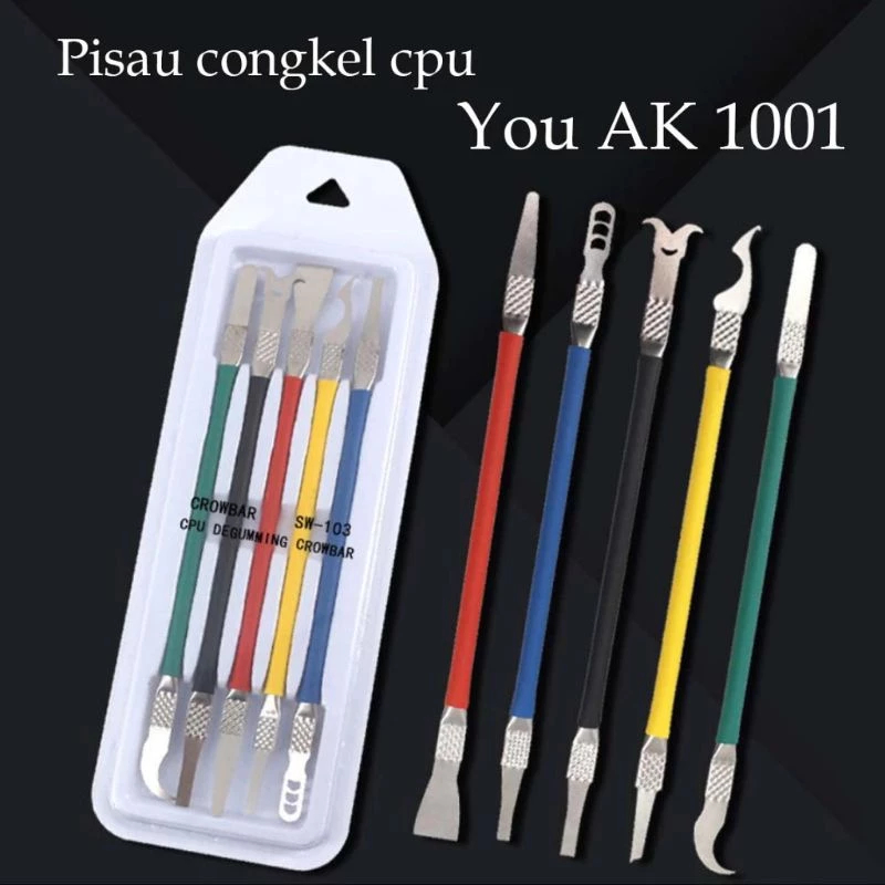 

(5 IN 1) PISAU CONGKEL CPU WARNA WARNI You AK 1001 TOOLS SET CROWBAR / ALAT PEMBERSIH LEM CPU SW-103