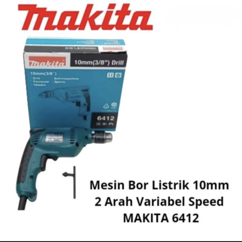 ALUMAGADA MESIN BOR LISTRIK 10MM 2 ARAH VARIABLE SPEED  MAKITA 6412 MAKITA ASLI