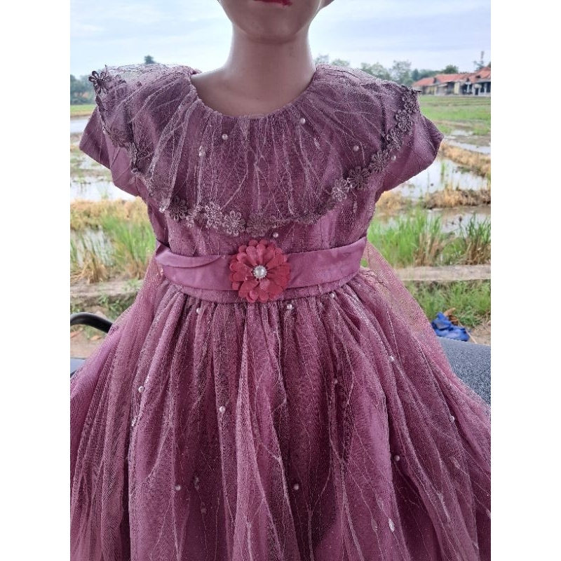 GAUN PESTA ANAK TILE MUTIARA/GAUN ULANG TAUN/GAUN PENGANTIN
