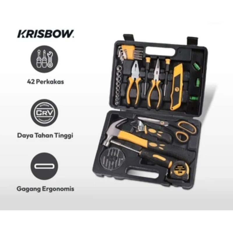 perkakas set kunci krisbow hand tools box mekanik 42 pcs ORIGINAL KRISBOW