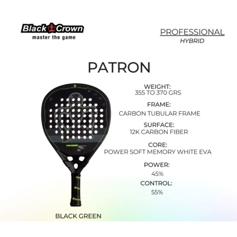blackcrown patron padel racket / raket padel / raket blackcrown