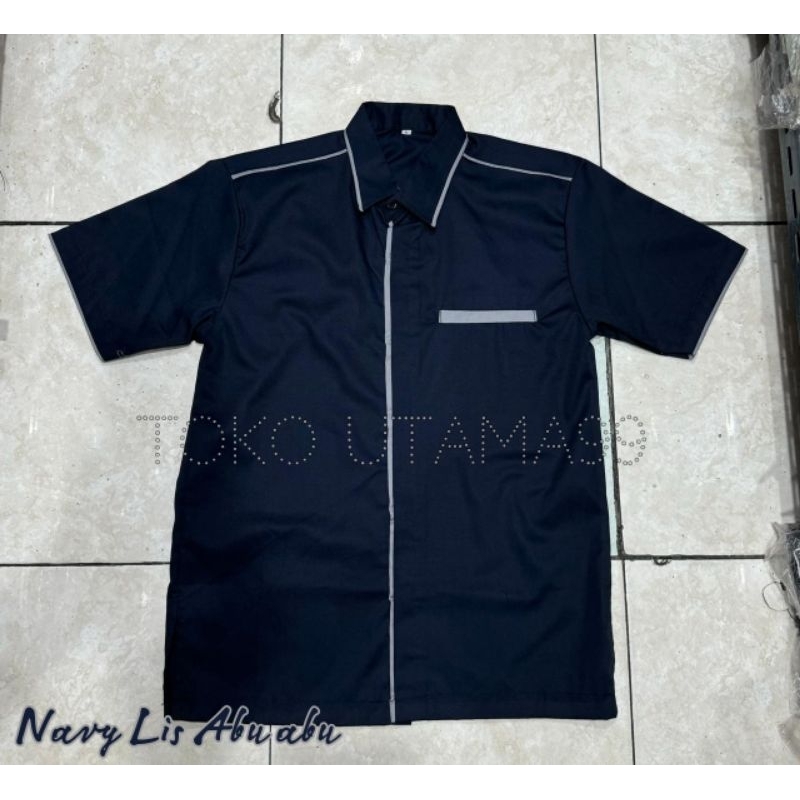 baju kerja navy lis abu abu seragam kerja pria wanita navy abu abu