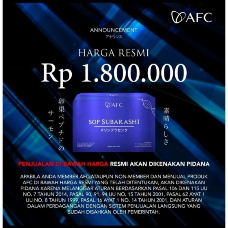 SOP SUBARASHII 1 BOX AFC ORI SUPLEMEN JAPAN