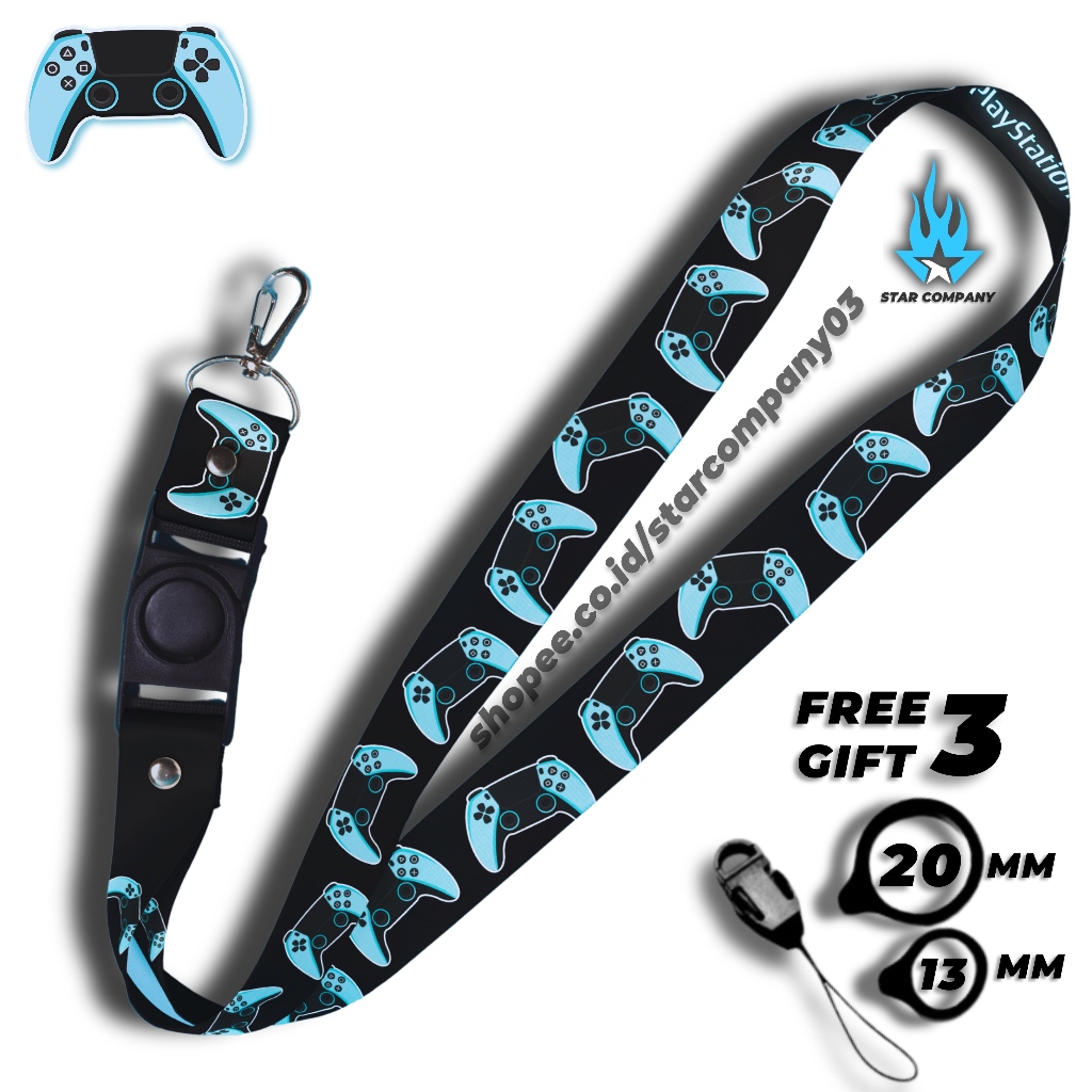 

LANYARD PLAY STATION STICK TOSCA GANTUNGAN HANDPHONE & TALI ID CARD