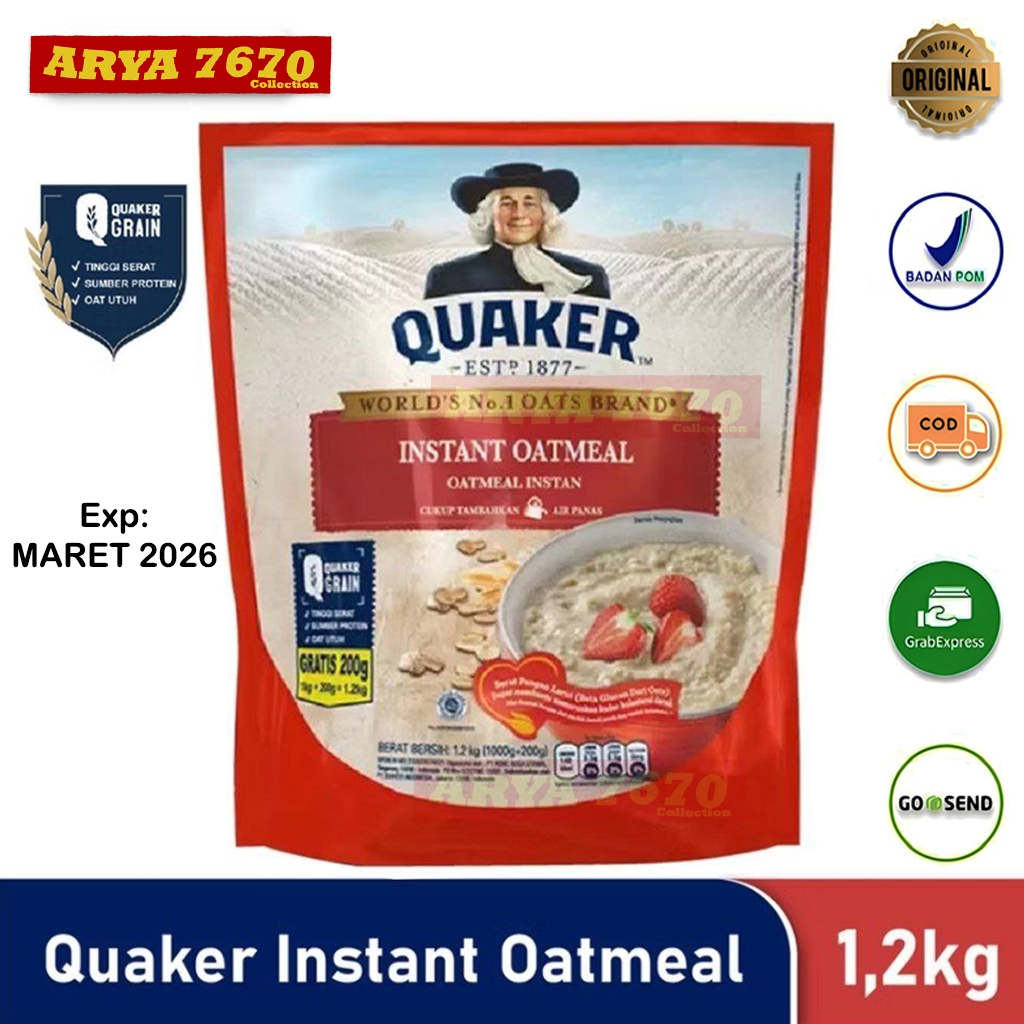 

[PROMO SPESIAL 1.1] QUAKER Instant Oatmeal 1200 gr / 1.2kg Exp Terbaru Maret 2026 - Cocok untuk DIET & GYM