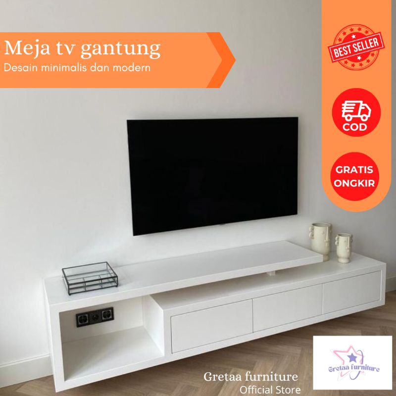 MEJA TV GANTUNG DESAIN MINIMALIS DAN MODERN || COCOK UNTUK RUANGAN KELUARGA