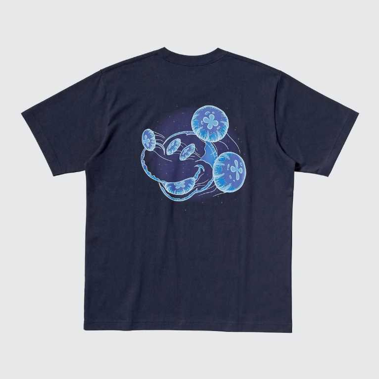 Tshirt UNIQLO x Disney's Mickey Faces 001 | UT DIsney Kaos Lengan Pendek - Navy