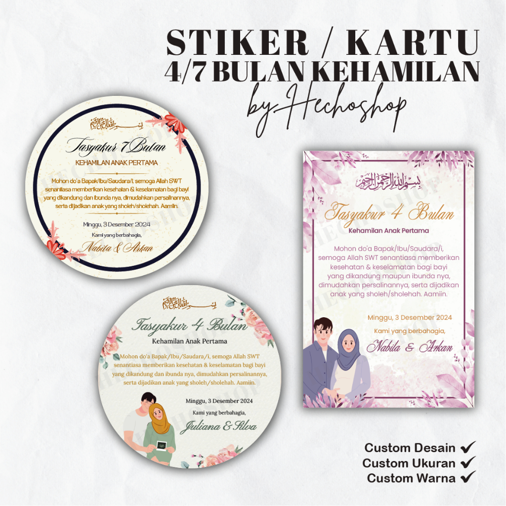 

Stiker/Kartu Tasyakuran 4/7 Bulan Kehamilan BATCH 11 [HECHOSHOP]