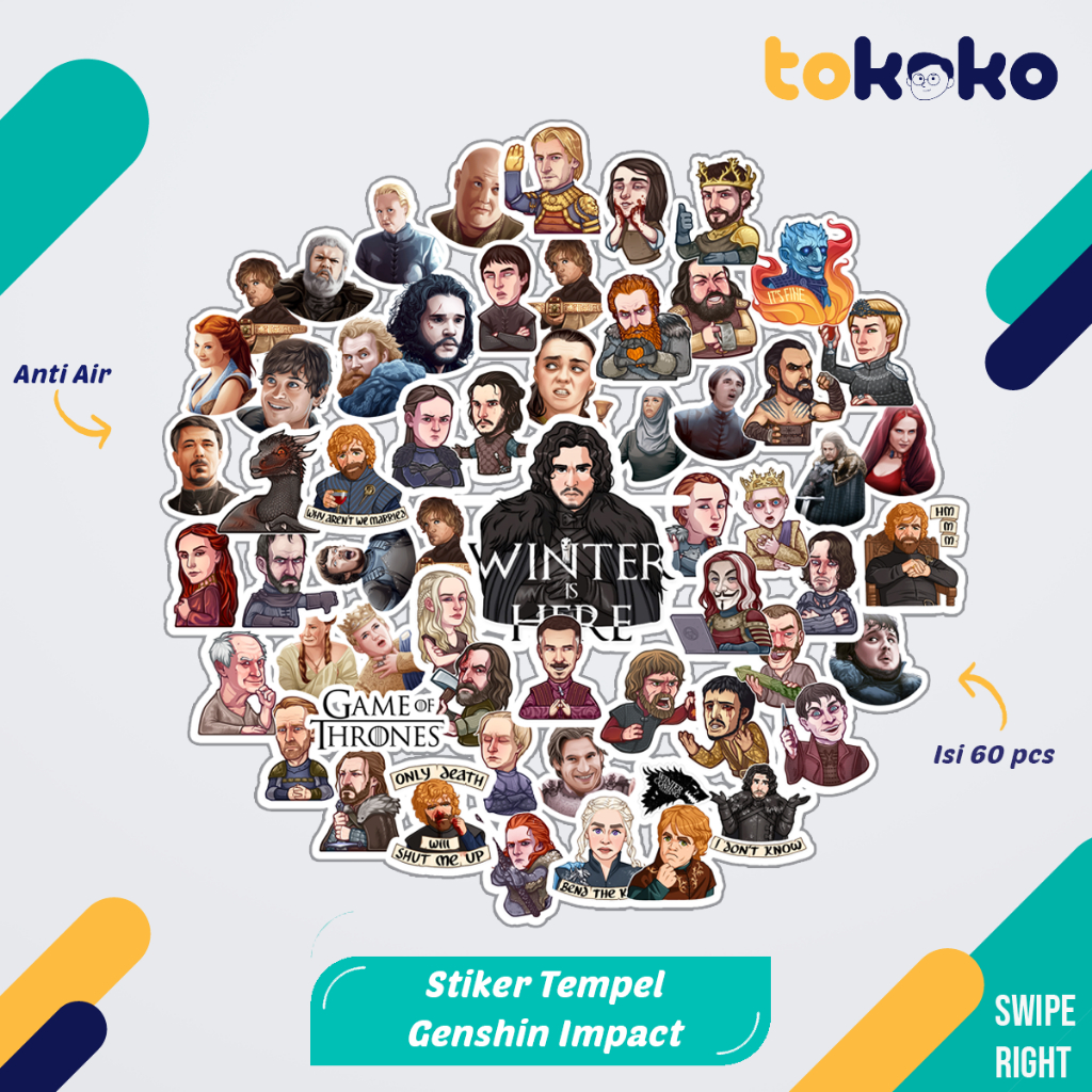 

Stiker Cutting Anime Game of Thrones Paper Vinyl Dekorasi Laptop Koper Tumbler Kulkas DIY
