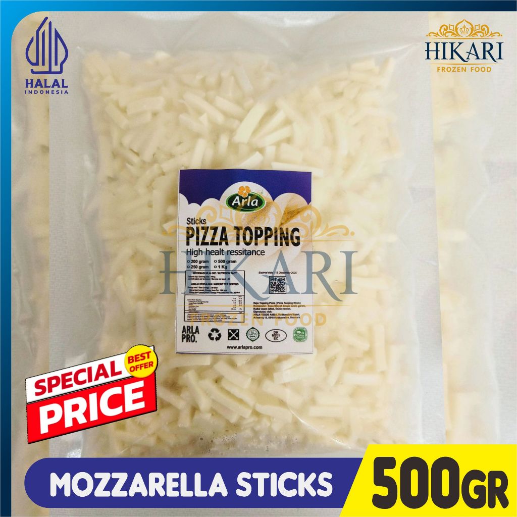 

Arla Pizza Topping Keju Mozzarella Sticks - Repack 500GR - Halal New EXP