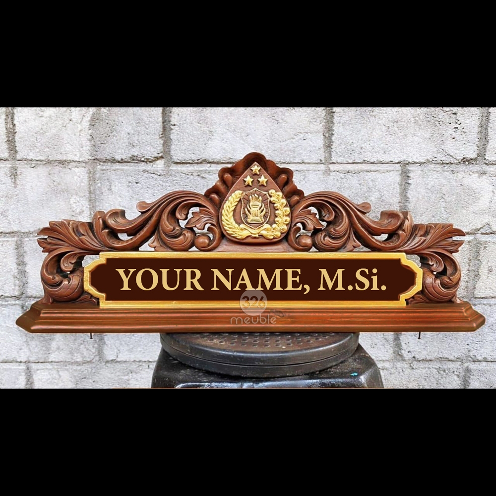 

Papan Nama Meja Kantor - Papan Nama Kayu Ukiran Jati - Papan Nama Kantor Instansi