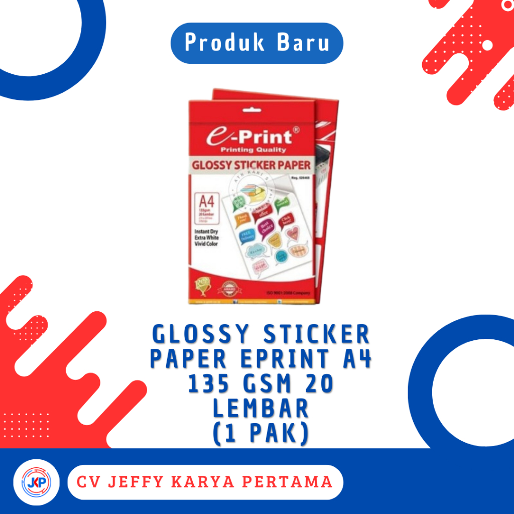 

Glossy Sticker Paper Eprint A4 135 Gsm 20 Lembar (1 Pak)