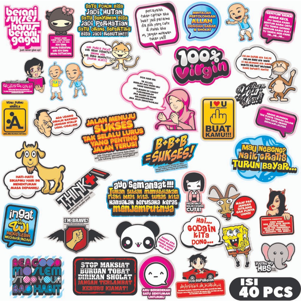 

Jual Stiker Lucu isi 40 pcs Thumblr, Laptop, Hp, Helm sudah di cutting