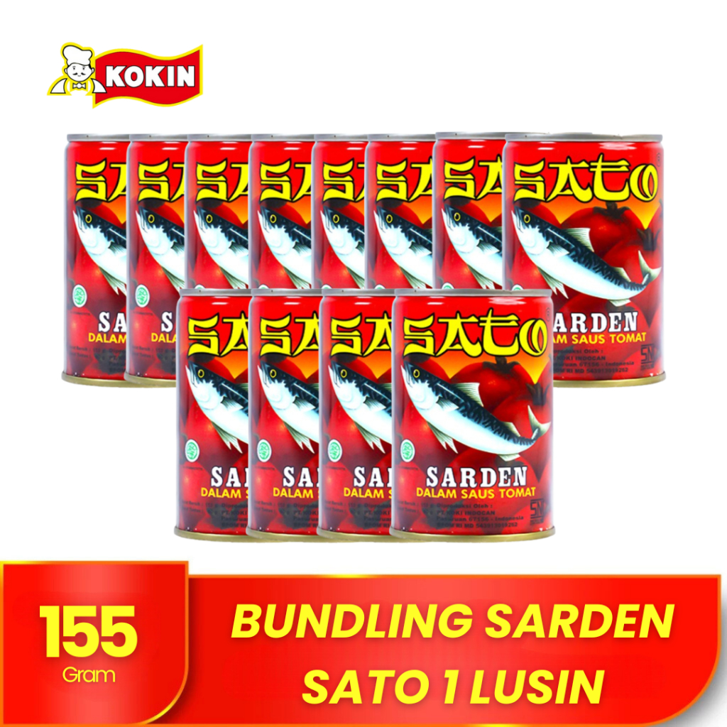 

Bundling Ikan Sarden Kaleng Sato Saos Tomat 1 Lusin 12pcs Makanan Instan Siap Saji 155 gram - KOKIN