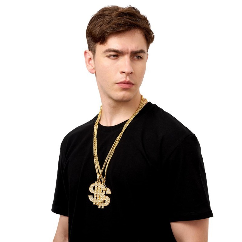 Gold Dollar Necklace Logam Kalung Dollar Emas Kalung Hip Hop Necklace Dollar Pendant Necklace
