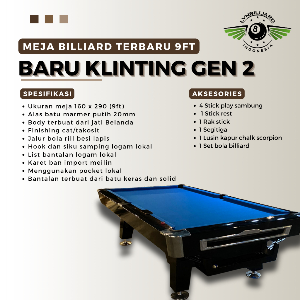 MEJA BILLIARD BARU KLINTING GEN 2 TERBARU MEJA BILLIARD 9FT