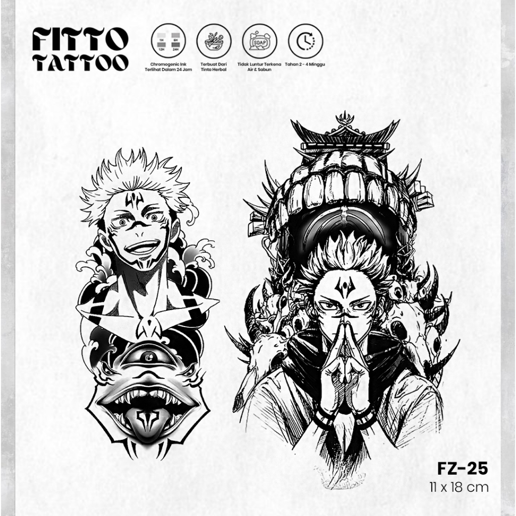 INKITA-Tatto Temporer Semi Permanent Fruit Ink Tato Sementara Anime Salib Huruf Bunga Anti Air Stike