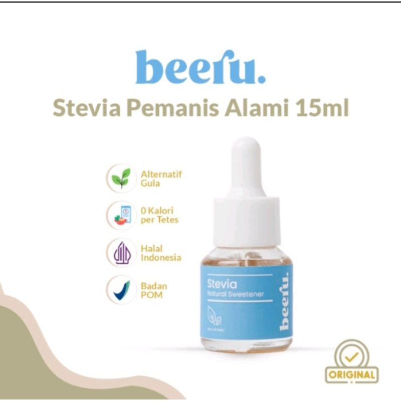 

(Bisa COD) Beeru Stevia Sweetener Pemanis Alami Alternatif Gula 0 Kalori BPOM isi 15ML