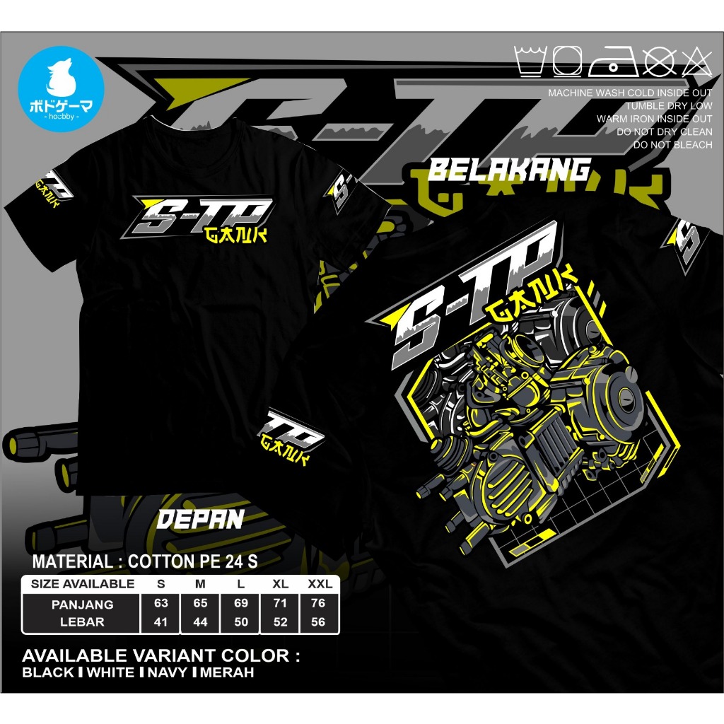 Kaos jumbo design STP GANK Baju model otomotif kekinian cewek cowok atasan lengan panjang bahan katu