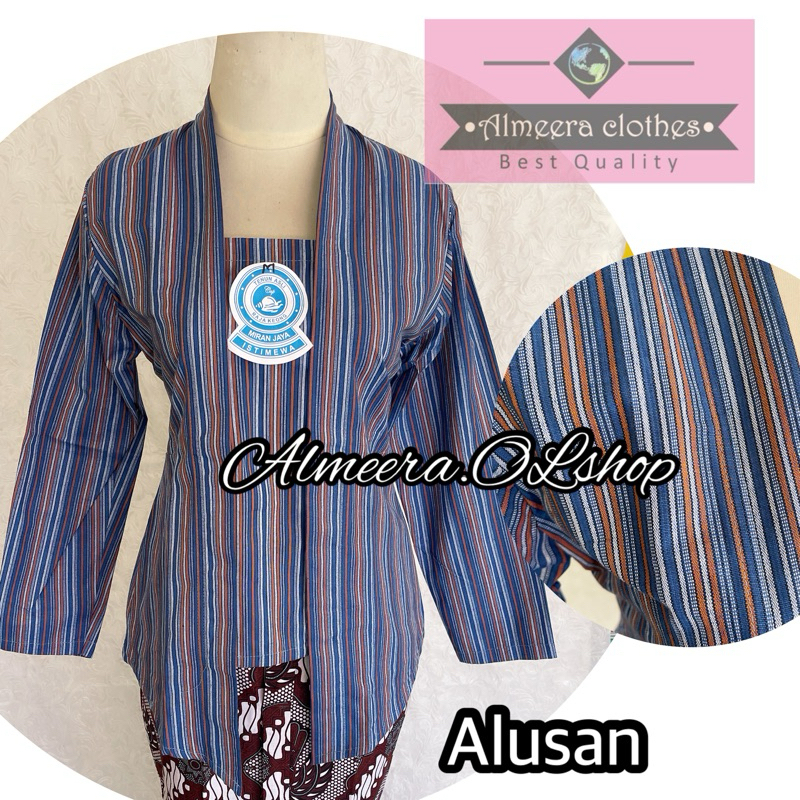 kebaya lurik ALUSAN kutubaru warna biru putih coklat