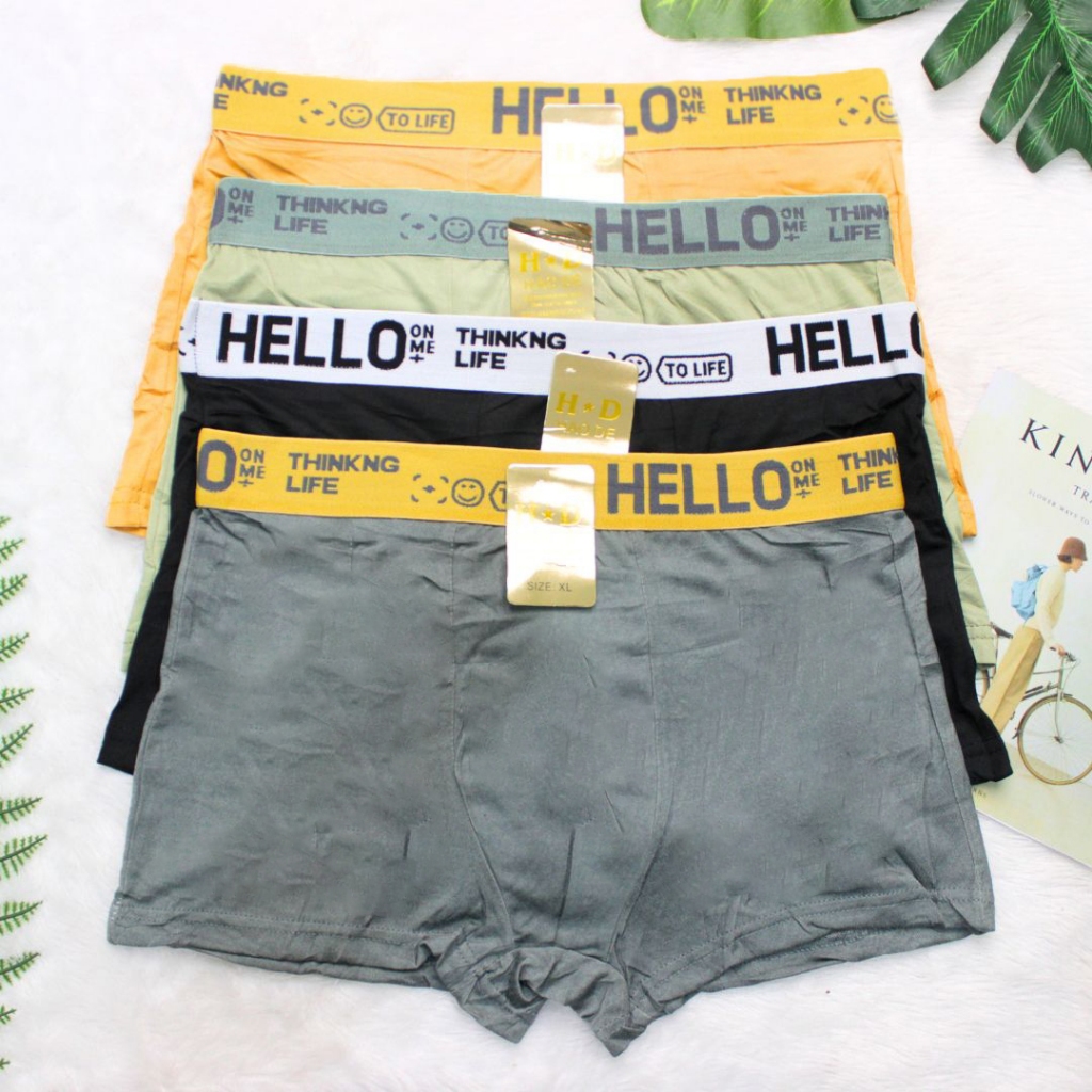 (12 Pcs) CELANA DALAM PRIA BOXER HELLO CD LAKI LAKI IMPORT KATUN HELLO - 3105