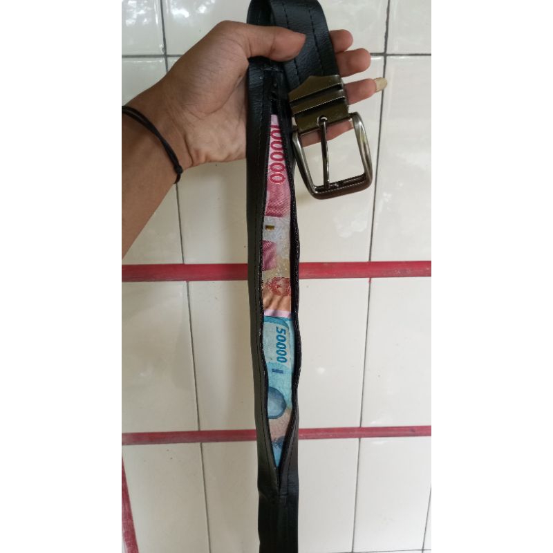 Ikat Pinggang Pria Tambahan Resleting Dalam / Ikat Pinggang Resleting Gesper Tusuk