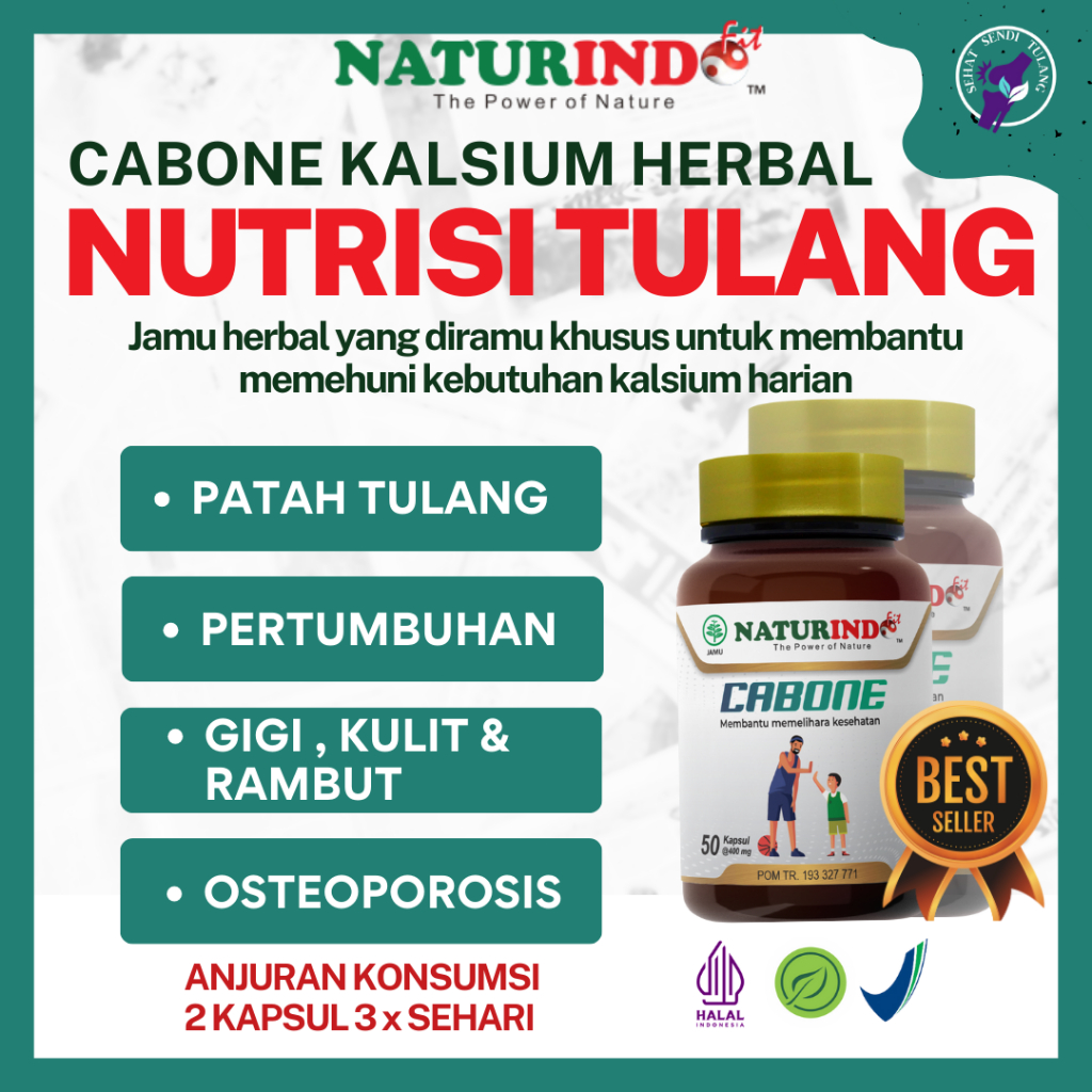 CABONE - OBAT HERBAL SUPLEMEN VITAMIN KALSIUM HARIAN PENYEMBUHAN PATAH TULANG KEROPOS TULANG OSTEOPO