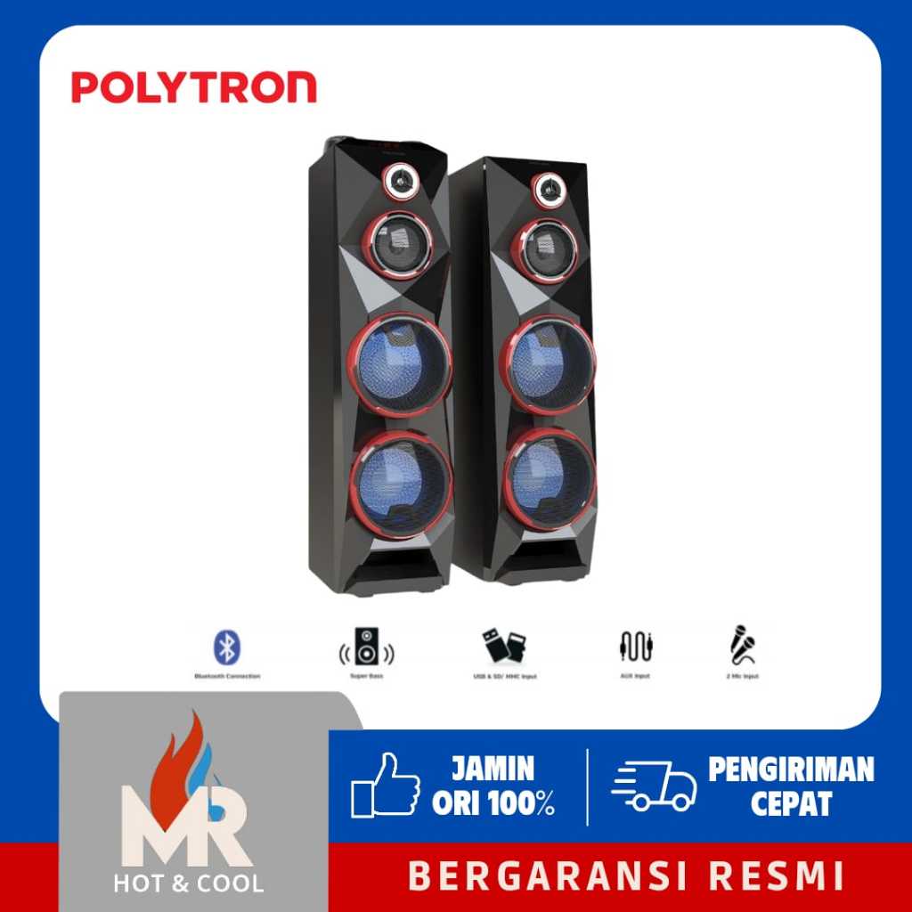 Polytron PAS 8CF28 Speaker Aktif Super Bass Double Woofer 8 Inch – Bluetooth & Karaoke
