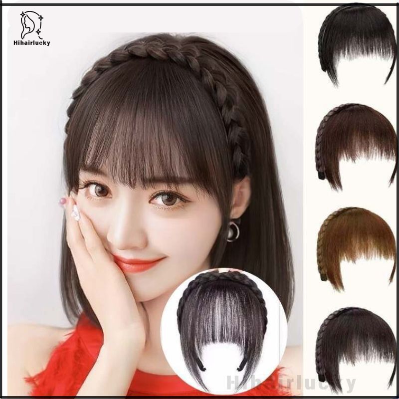 HIL-0058 Bando Kepang berponi/Bando rambut kepang poni lurus/Wig Poni Rambut Palsu Model Tulang Ikan